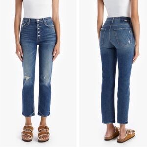 MOTHER The Pixie Tomcat Ankle Jean size 28 Classic blue denim